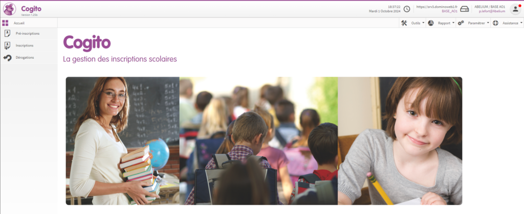 Écran d'accueil de Cogito